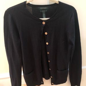 Black cashmere cardigan with gold buttons (XS)